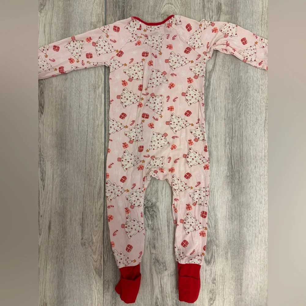 Caden Lane Pink and Red Holiday Kids One Piece Pajamas